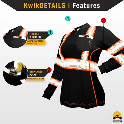 Vista 4 de KwikSafety - Charlotte, NC - Vixen Hi Vis Long Sleeve Safety Shirt for Women [Angel Hair Reflective Tape]