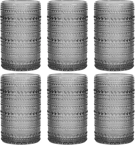Vista 12 de Moretoes - Juego de 6 vasos de cristal vintage con forma de hobuña, color azul