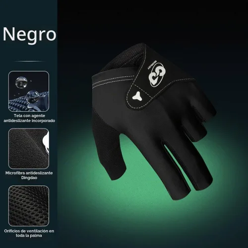 Vista 2 de Guantes de billar para mano izquierda 3 dedos, guante de piscina Negro