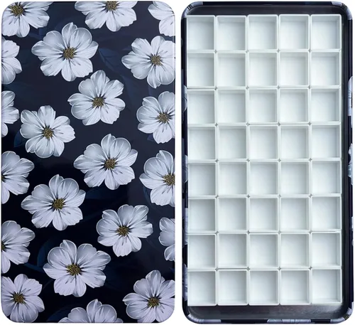 Vista 35 de FCLUB Paleta de latas de acuarela con 20 bandejas vacías completas con rayas magnéticas DIY tu kit de acuarela de viaje