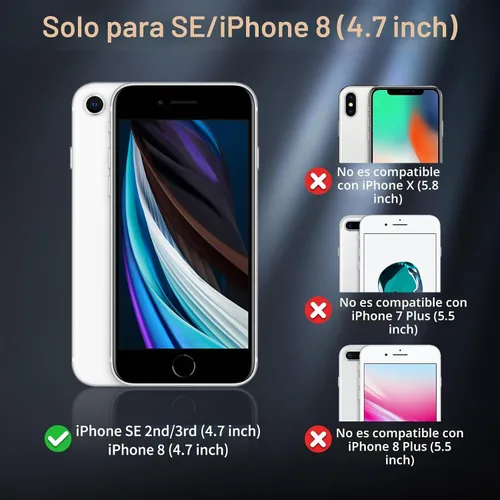 Vista 2 de Funda magnética SUPFINE para iPhone SE 2022 (3ª)/2020 (2ª), iPhone 8 Con protector de pantalla, mate translúcido, compatible con MagSafe, grado