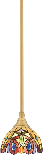 Vista 252 de Toltec Lighting Tallo Colgado Mini colgante, acabado de cobre negro, 3.5" cuadrado humo burbuja vidrio
