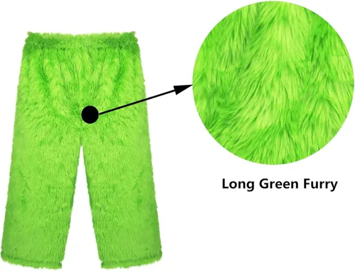 Vista 3 de Green Furry Adult Pants,Funny Cosplay Costume Props for Christmas,Santa Costume Green Pants For Adult