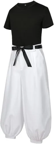 Vista 3 de WKDTWCOS Disfraz de anime Touji Fushiguro para hombre, disfraz de cosplay de manga corta y pantalón, traje de cosplay de Fushiguro Toji, disfraz