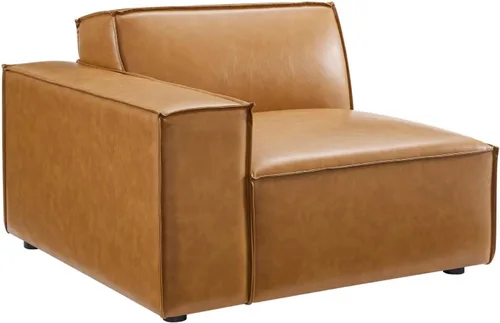 Vista 12 de Modway Restore - Sofá seccional de cuero vegano en color marrón