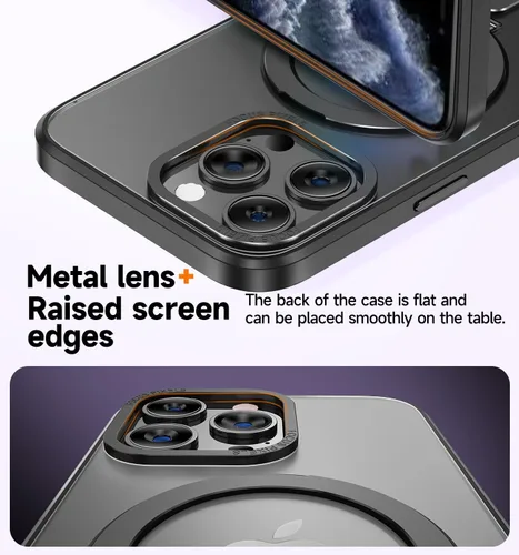 Vista 6 de MAGIC JOHN Funda para iPhone 11 Pro [compatible con Magsafe] [con soporte de metal magnético] [a prueba de golpes de grado militar] Negro