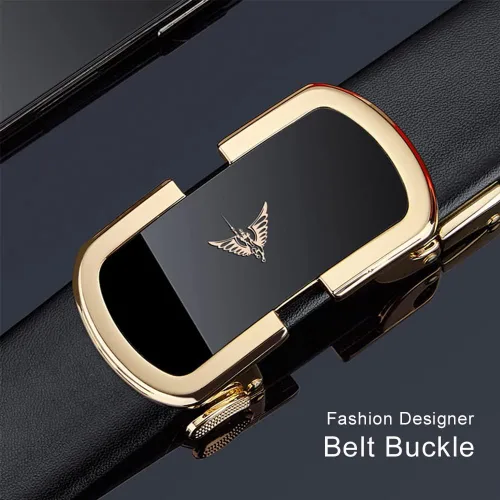 Vista 2 de VANNANBA Cinturón de cuero para hombre con trinquete para hombre, hebilla automática con caja de regalo