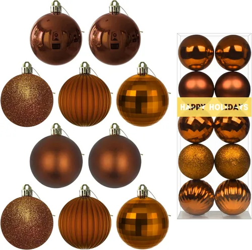 Vista 66 de Esferas pequeñas de bronce de 1.6 pulgadas para decoración del árbol de Navidad, adornos inastillables para cumpleaños, Halloween, vacaciones, boda
