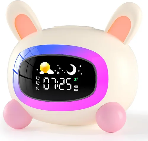 Vista 12 de ANALOI Reloj despertador para niños, reloj despertador Ok to Wake para niños, reloj de luz nocturna para dormitorio, reloj despertador para gatos