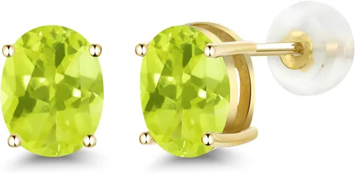 Vista 304 de Gem Stone King Aretes de oro de 14 quilates con piedra natal ovalada de 0.315 x 0.236 in Aretes de oro para mujer