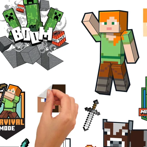Vista 4 de RoomMates RMK5366SCS Minecraft Characters - Adhesivos decorativos para pared (despegar y pegar)