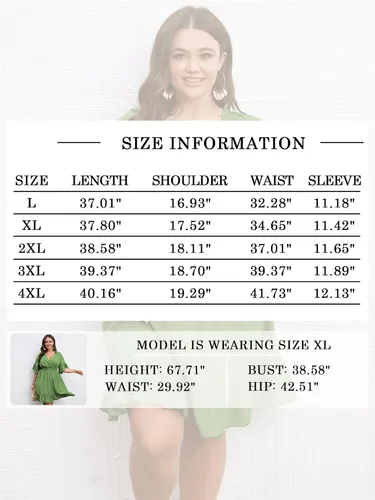 Vista 5 de SCOMCHIC Vestido de verano casual de talla grande para mujer, con lunares suizos, cuello en V, manga con volantes, vestido de playa bohemio