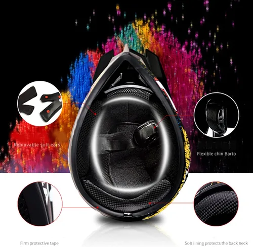 Vista 4 de Casco de motocross Bluetooth para adultos, casco de motocross, aprobado por DOT/ECE, perfecto para motocicletas de motocross, motos de cross, ATV
