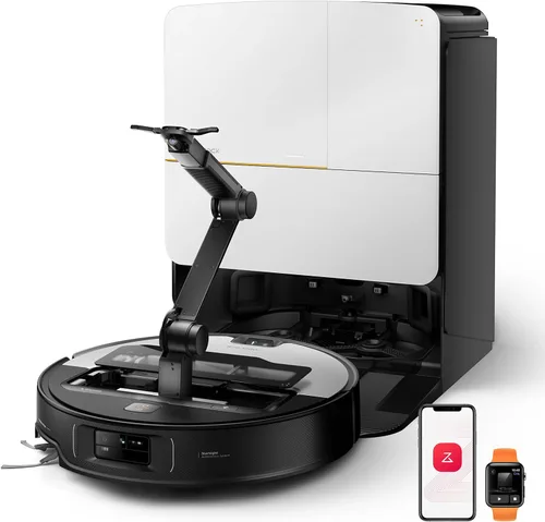 Vista 10 de roborock Saros Z70 Robot aspiradora y trapeador, brazo OmniGrip, alimentado por IA, succión de 22,000 Pa, ultra delgado de 3.14 pulgadas, tecnología