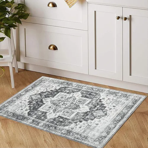 Vista 15 de FairOnly Alfombras lavables de 2 x 3 pulgadas, alfombra antideslizante de pelo bajo, alfombra de piso con estampado envejecido, alfombra de área