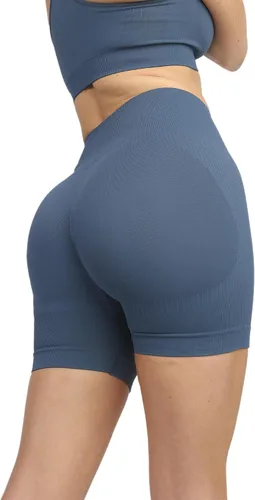 Vista 2 de Cosmolle Pantalones cortos de yoga para mujer, levantamiento de glúteos, cintura alta, control de abdomen, sin costuras, perfectos para yoga