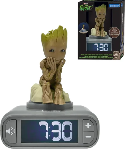 Vista 34 de LEXiBOOK, Vengadores de Marvel, Reloj despertador con luz nocturna de Los Vengadores, Sonidos y melodías, Pantalla LCD retroiluminada, Luminoso