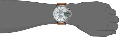 Vista 6 de Diesel Mega Chief DZ4280 reloj de cuero marrón metalizado para hombre