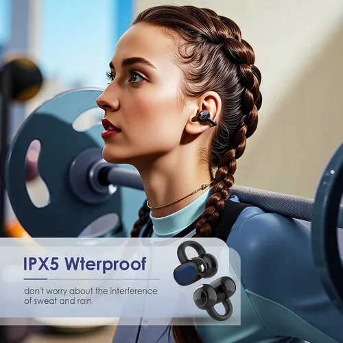 Vista 5 de Auriculares abiertos con aro de oído abierto, ligeros, cómodos, con clip de oreja abierto, auriculares inalámbricos, 40H Play Bluetooth 5.4