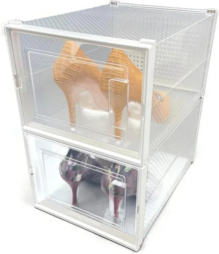 Vista 3 de Clik - sistema de caja de zapatos entrelazada y apilable. Medium transparente/blanco