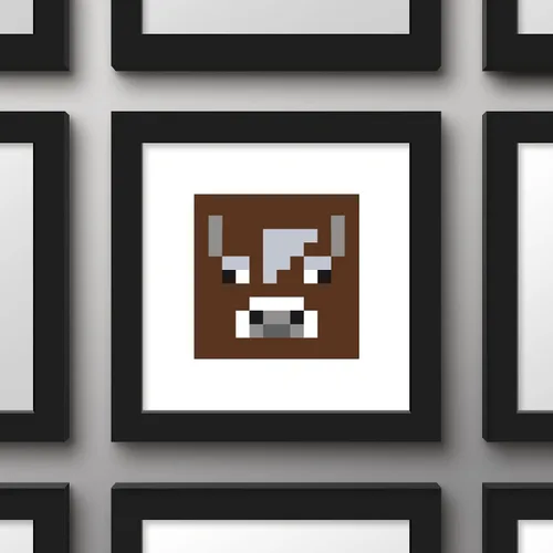 Vista 3 de Trends International Gallery Pops Minecraft: Pixeles icónicos - Mobs - Arte de pared de vaca, versión enmarcada en negro, 12 x 12 pulgadas