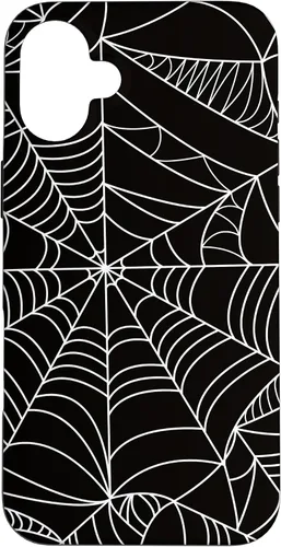Vista 22 de iPhone 12/12 Pro blanco y negro araña web Único estuche de Halloween de Artsy moderno