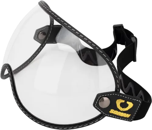 Vista 9 de Protector retro para casco de motocicleta, visera de burbujas, lentes de policarbonato de repuesto universal para casco completo de cara abierta