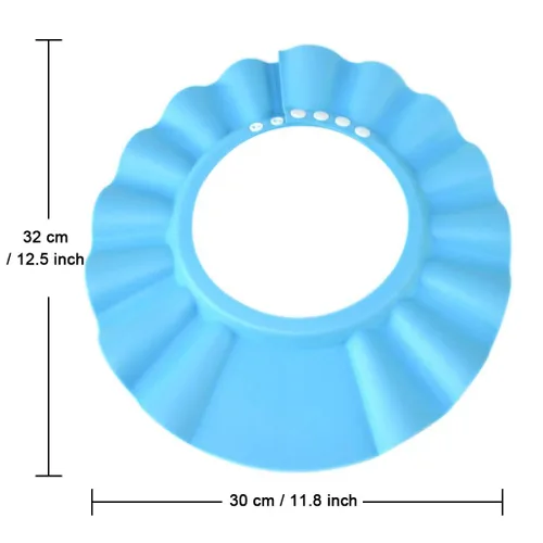 Vista 2 de Gorro de ducha seguro para champú, baño, protección, gorra de baño suave con visera ajustable para bebé, niño, niños... (Azul)