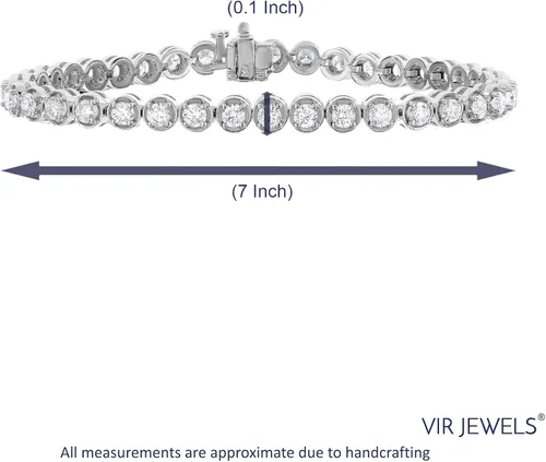 Vista 3 de VIR JEWELS 4 cttw SI2-I1 Clarity Diamond Bracelet 14K Oro Blanco Tenis Ronda Prong 7 Pulgadas, Diamante Oro blanco Oro, Tela vaquera