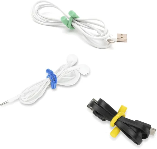 Vista 6 de 20 PCS bridas de silicona para cables, reutilizables, de goma con torsión, flexibles, con núcleo de acero, para agrupar y sostener, ataduras