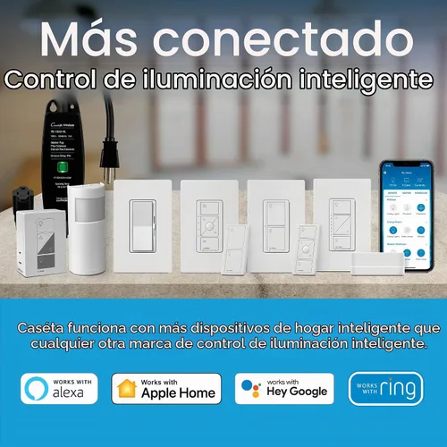 Vista 2 de Lutron Caseta Deluxe Smart Lamp Dimmer Starter Kit: 2 atenuadores de lámpara y más
