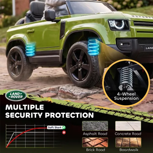 Vista 4 de Qaba 12V Ride on Car con licencia Land Rover Defender Kids Electric Car