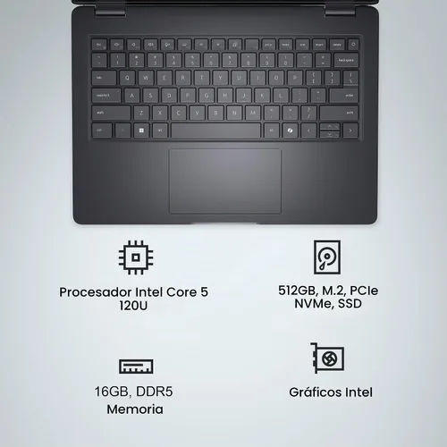 Vista 2 de Dell Pro 14 PC14250, 14" FHD+, Intel Core 5 120U, 16 GB DDR5 RAM, 512 GB SSD