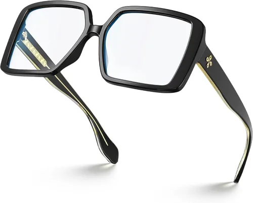 Vista 6 de VISOONE Gafas gruesas de gran tamaño con bloqueo de luz azul para mujer