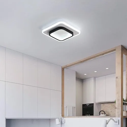 Vista 2 de Lámpara de techo LED de 22 W, moderna lámpara de techo, blanco frío, 6500 K, 9.5 pulgadas, cuadrada, cerca de luces de techo para dormitorio