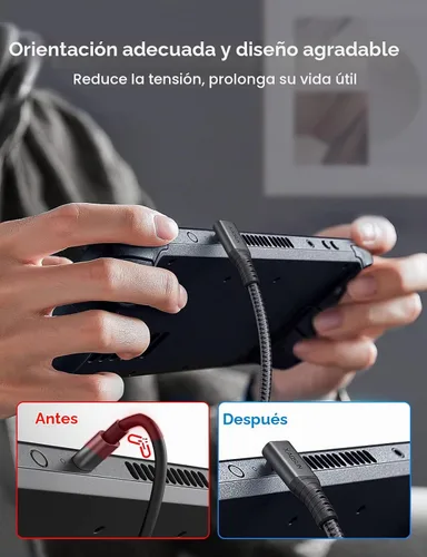 Vista 6 de XAOSUN - Cable USB 4 en ángulo recto para cable Thunderbolt 4 de 90 grados Gris