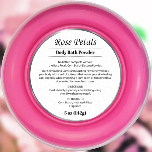 Vista 3 de R-NEU Polvo corporal para mujeres con borla de polvo, 100% libre de talco, elegante polvo perfumado de pétalos de rosa, después del baño para piel