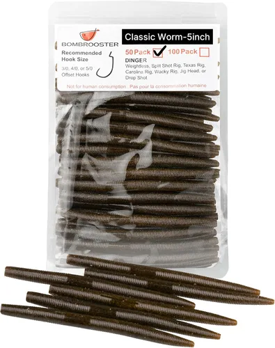 Vista 11 de 30/50/78/100 piezas Senko Worms Kit - Señuelos de pesca de plástico suave de 4"/5" con impregnación de sal para pesca de lubina