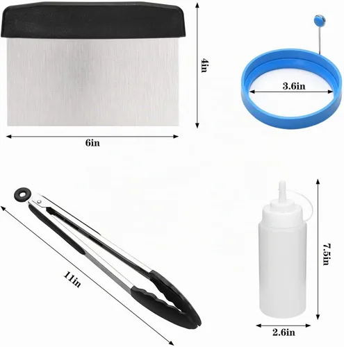 Vista 4 de Accesorios para plancha compatibles con Blackstone y Camp Chef, herramienta raspadora de plancha plana con cúpula de fusión para cocinar al aire