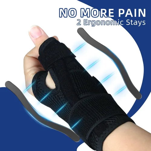 Vista 5 de Soporte de férula para pulgar para artritis y túnel carpiano, inmovilizador ajustable para dedo gatillo, tendinitis, alivio del dolor de esguince