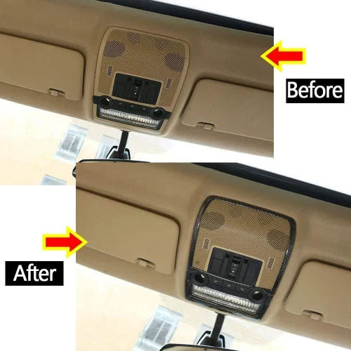 Vista 2 de Pegatinas de marco de luz de lectura de techo de fibra de carbono suave para BMW X5 E70 X6 E71 2008-2013 (fila delantera)