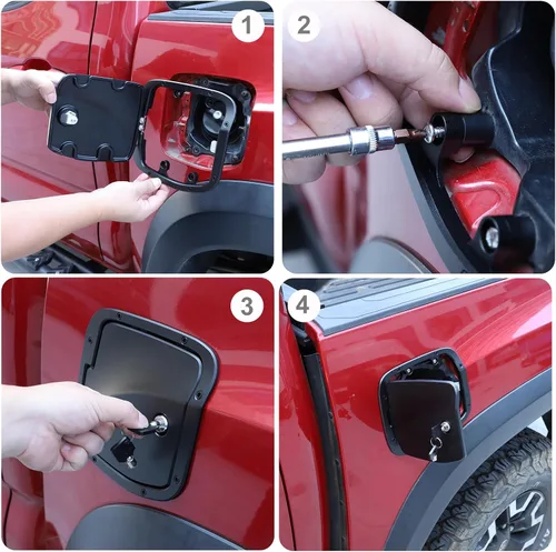 Vista 5 de HAPPYHORSE Tapa de Repuesto para Tanque de Combustible con Cerradura Antirrobo Compatible con Toyot@ Tacoma 2016-2022 Tapa Decorativa de Llenado