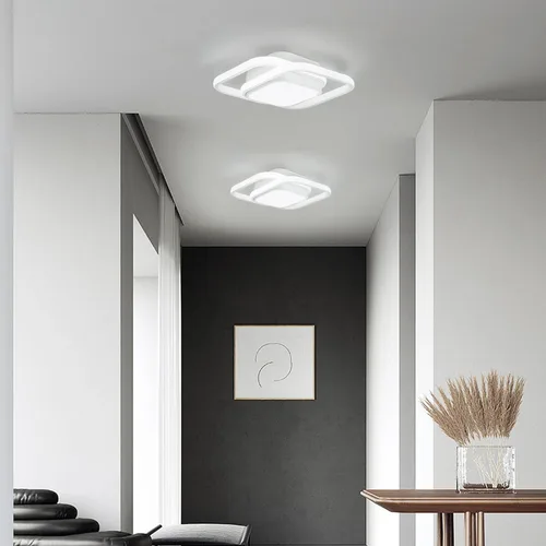 Vista 8 de Lámpara de techo LED con sensor de movimiento de 12.6 pulgadas para interiores, 36 W 6000 K, lámpara de techo blanca de montaje empotrado moderna