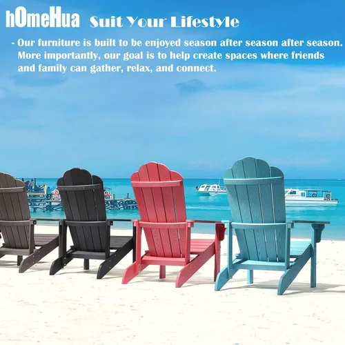 Vista 7 de hOmeHua Silla Adirondack resistente a la intemperie, silla Adirondack de plástico duro con soporte para tazas, cómoda, fácil de montar y mantener