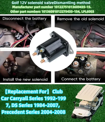 Vista 2 de Solenoide de arranque de coche Club de 12 V, solenoide de carrito de golf a gas para Club Car 1984 en adelante DS/04+ precedente solenoide de gas