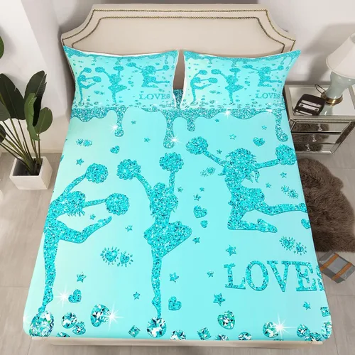 Vista 16 de Erosebridal Sábana bajera ajustable de gimnasia con bolsillo profundo para niñas y niños, tamaño individual, juego de ropa de cama deportiva