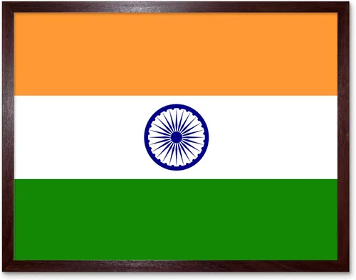 Vista 10 de Artery8 Póster enmarcado de la bandera nacional de la India, bandera patriótica, bandera mundial, región del país, decoración de pared, 12 x 16