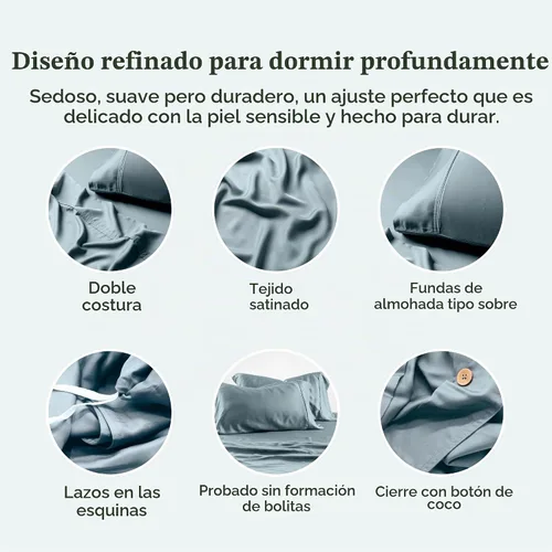 Vista 5 de Olive + Crate Tencel - Juego de funda de edredón individual XL, 2 piezas Azul basalto