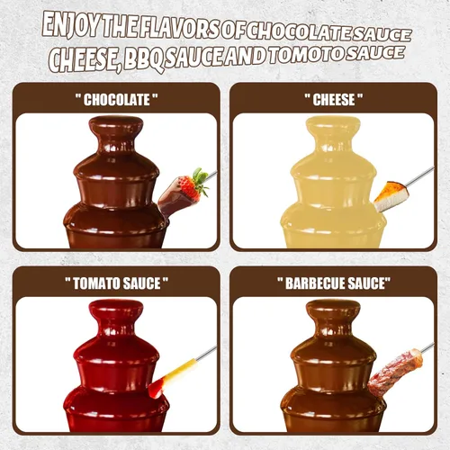 Vista 4 de Máquina Mini Fuente de Chocolate Eléctrica Pequeña Fuente de Fondue de Chocolate para Fiesta para Caramelos Mantequilla Queso (Negro)