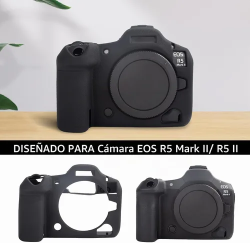 Vista 2 de MUZIRI KINOKOO Funda de silicona compatible con cámara digital Canon EOS R5 Mark II, goma blanda EOS R5 Mark II/EOS R5 II, funda protectora con Negro